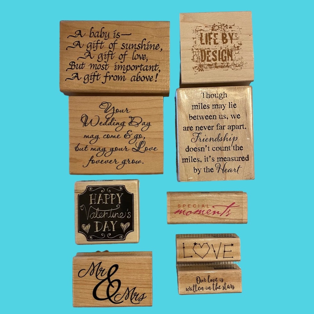 Lot of Sentiments and Sayings Wood Mounted Stamps